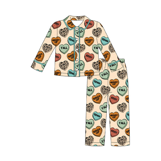 X910 BLP1284 Heart Lettering Long-Sleeved Suit