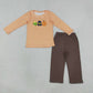 NEW RTS NO milk silk BLP1442 Embroidery Pumpkin Corns Baby Boys Orange Stripe Top Pant Fall Clothes Sets