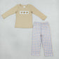 NEW RTS NO MOQ milk silk BLP1495 Embroidery Turkey Baby Boys Checked Pant Thanksgiving Clothes Sets