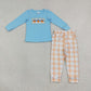 NEW RTS NO MOQ milk silk BLP1498 Embroidery Pumpkins Turkey Baby Boys Pockets Pant Thanksgivings Clothes Sets