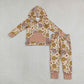 NEW RTS NO MOQ milk silk BLP1504 Baby Boys Pumpkins Turkey Zip Pickets Hoodie Joggers Thanksgivings Clothes Set