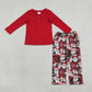 NEW RTS NO MOQ milk silk BLP1513 Baby Boys Red Long Sleeve Button Top Santa Pant Christmas Clothes Set