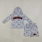 RTS NO MOQ Sibling Baby Boys Light Grey Camo Long Sleeve Hoodie Pockets Short Team Clothes Set