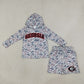 NEW RTS NO MOQ milk silk BLS0047 Baby Boys Light Grey Camo Georgia Long Sleeve Hoodie Pockets Short Team Clothes Set