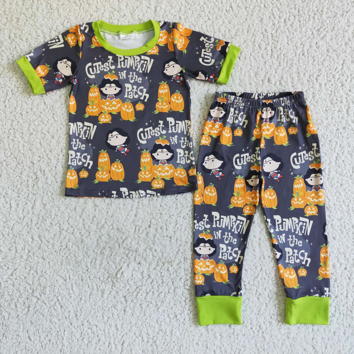 BSPO0027 Boys' cutest pumpkin man short-sleeved trousers suit