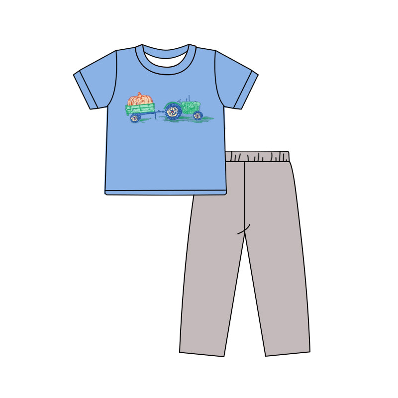 5.12BSPO0571 Boys blue short-sleeved trousers suit
