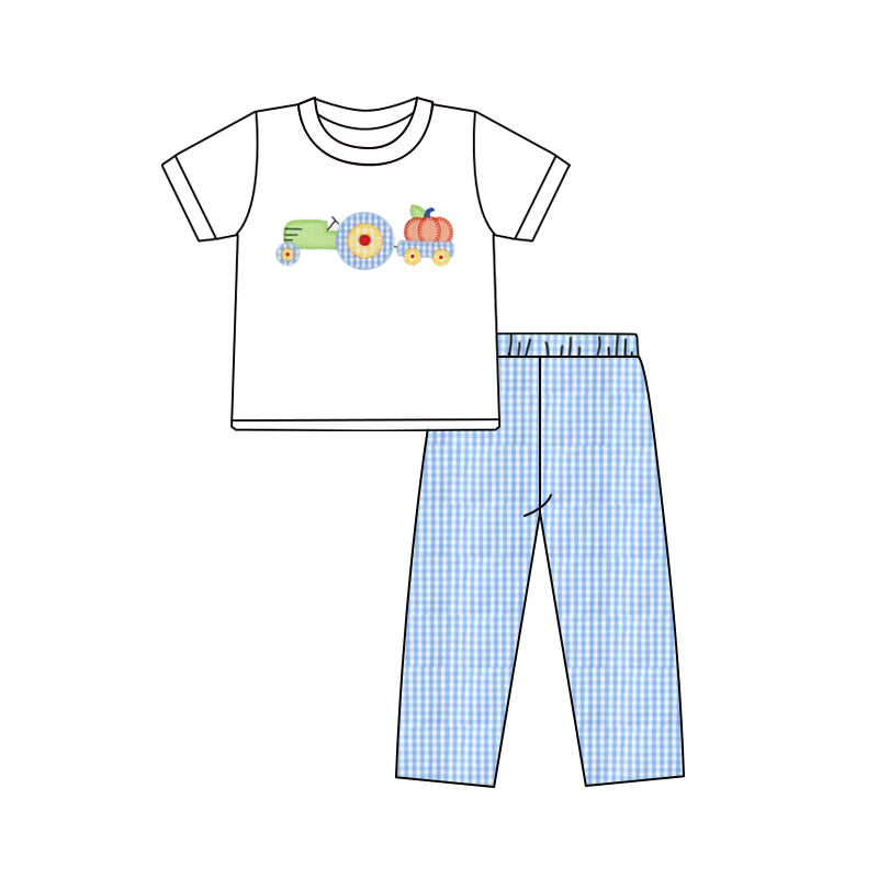 5.12BSPO0572 White Pumpkin Short Sleeve Pants Set