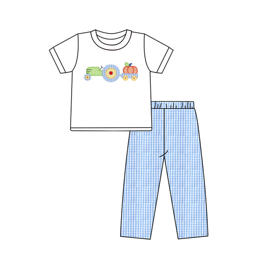 5.12BSPO0572 White Pumpkin Short Sleeve Pants Set