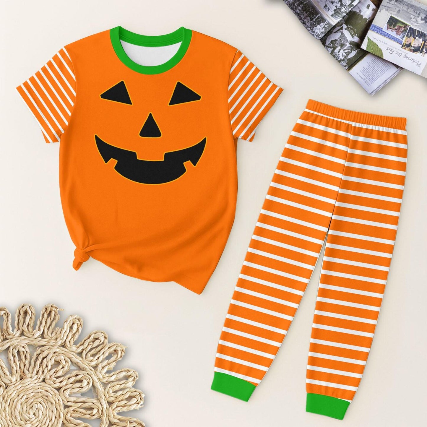 7.7BSPO0578 Halloween Orange Stripe Set