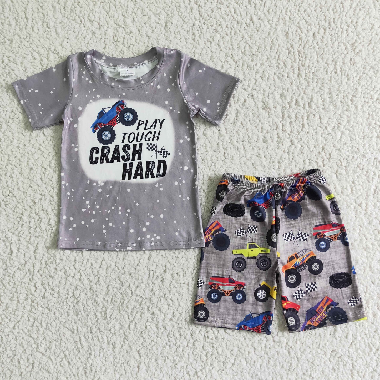 Boys short sleeve cartoon shorts suit