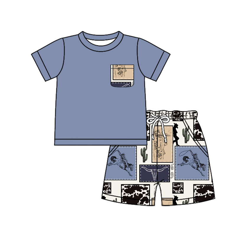 BSSO1286 Blue Cartoon Boy Suit