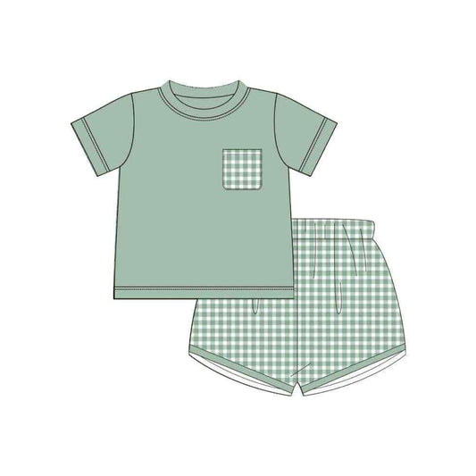 6.5BSSO1554 Green Plaid Pocket Set
