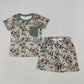 4.1 BSSO1792 Baby Boys Southern Green Deer Camo Pocket Top Shorts Hunting Clothes Sets