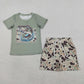 3.30 BSSO1835 Baby Boys Green Camo Fishing Top Pockets Shorts Hunting Clothes Sets