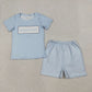 3.31 BSSO1876 Baby Mama's Boy Light Blue Shirt Top Stripe Shorts Clothes Set