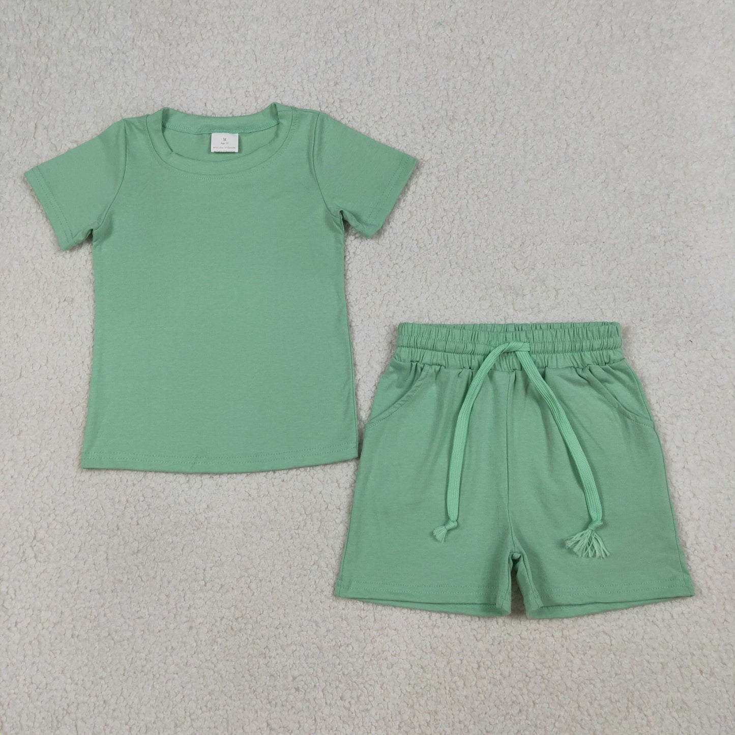 BSSO1886 Baby Boys Green Short Sleeve Shirts Top Pockets Shorts Clothes Sets