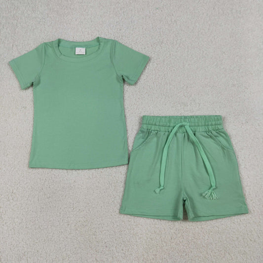 BSSO1886 Baby Boys Green Short Sleeve Shirts Top Pockets Shorts Clothes Sets