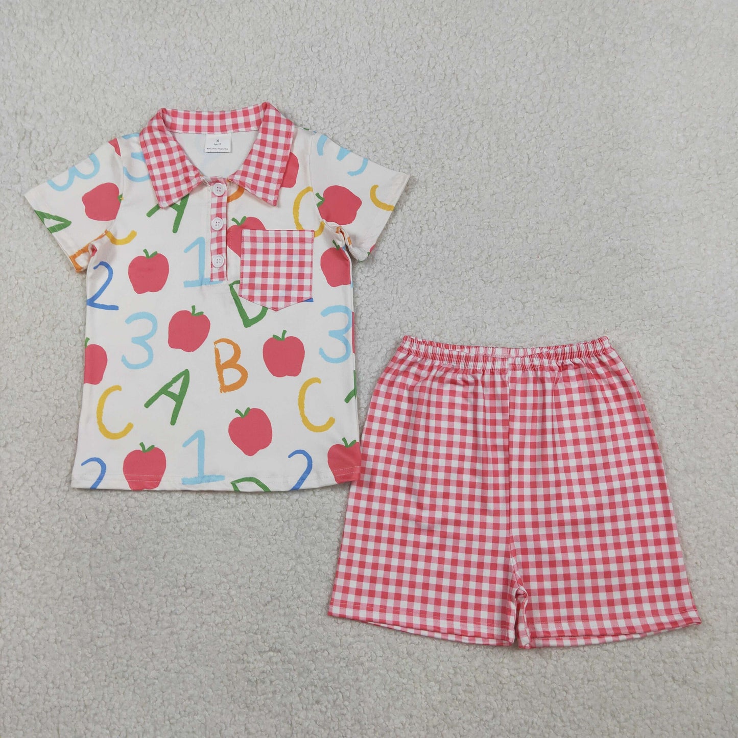 3.28 Sibling Baby Kids Short sleeves ABC apple kids boys back to school outfits