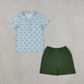 RTS NO MOQ milk silk BSSO2041 Baby Boys Ducks Plaid Button Polo Shirt Top Short Hunting Clothes Set