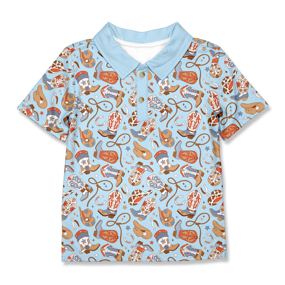 5.27BT1256 Boys Boots Short Sleeve Top