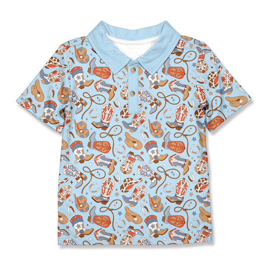 5.27BT1256 Boys Boots Short Sleeve Top