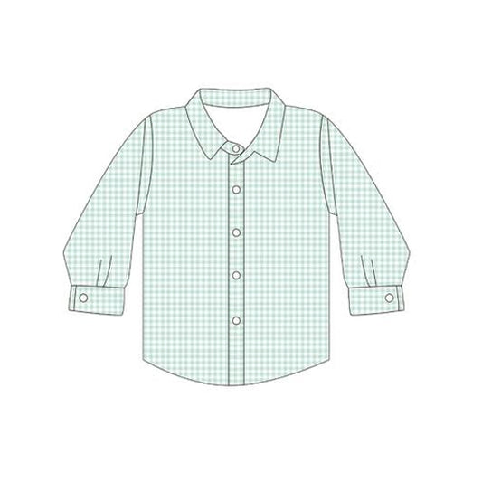 5.28BT1258 Blue plaid long-sleeved top
