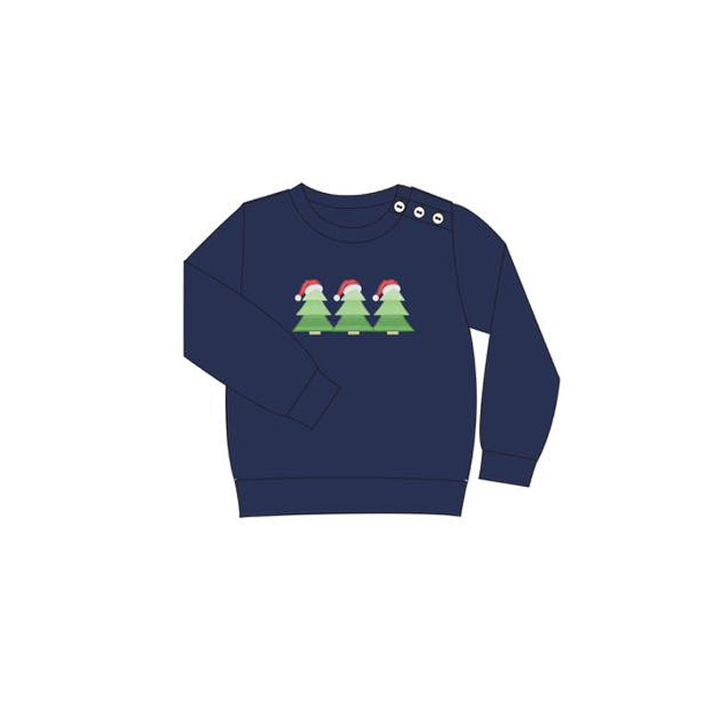 5.28BT1260 Christmas tree blue long-sleeved top
