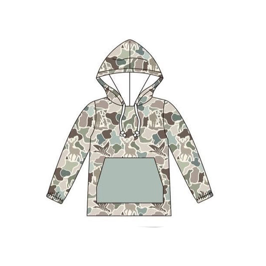 6.10BT1268 Camouflage Grey Duck Hooded Sweatshirt