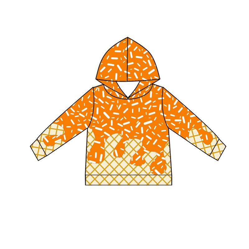 6.27BT1274 Hooded orange plaid top