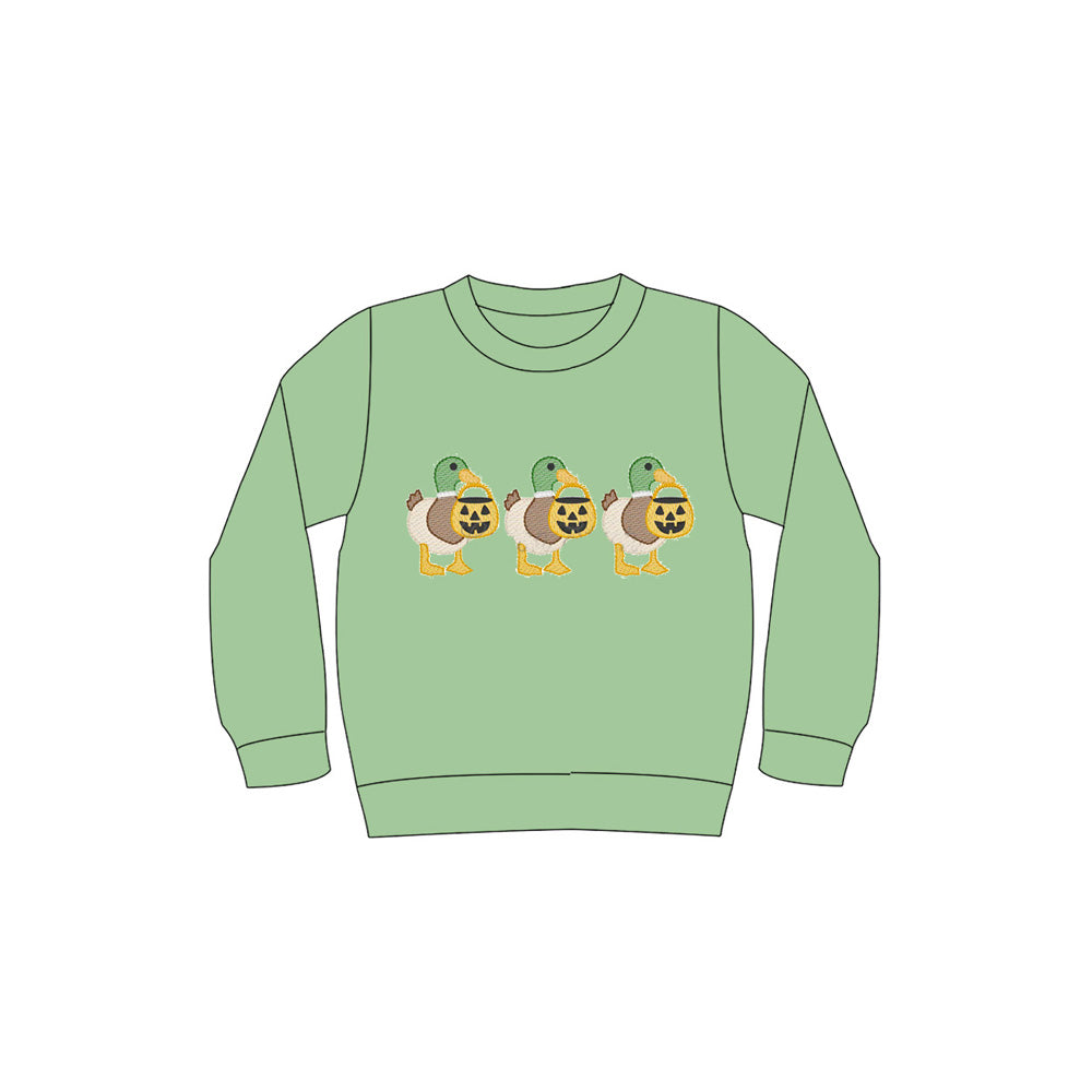 6.27BT1278 Green Pumpkin Duck Long Sleeve Top