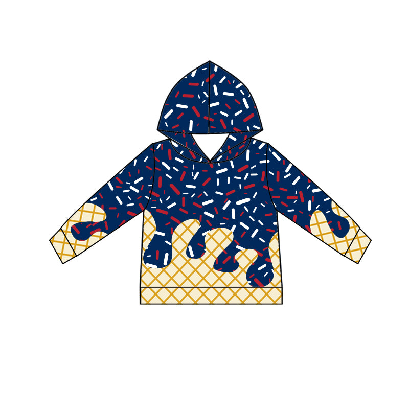 7.7BT1292 Plaid Red Dot Hooded Long Sleeve Top