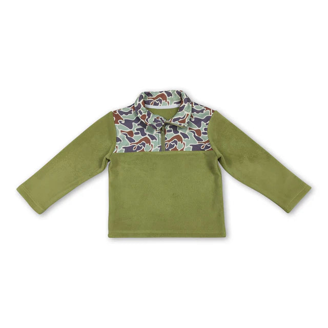 RTS NO MOQ Sibling Baby Boys Girls Long Sleeve Sherpa Zipper Pullovers Top