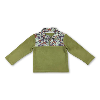 RTS NO MOQ Sibling Baby Boys Girls Long Sleeve Sherpa Zipper Pullovers Top