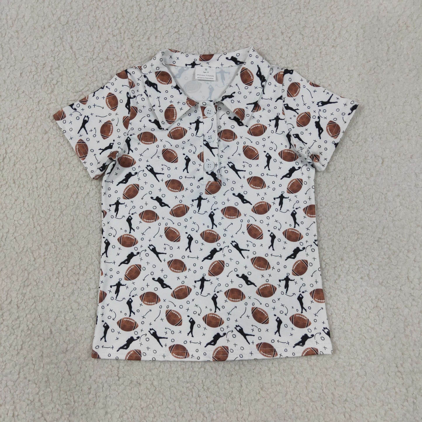 NEW RTS NO MOQ milk silk BT1324 Polos For Kids Boys Football Print Button Down Polo Tops Team Sports Shirts