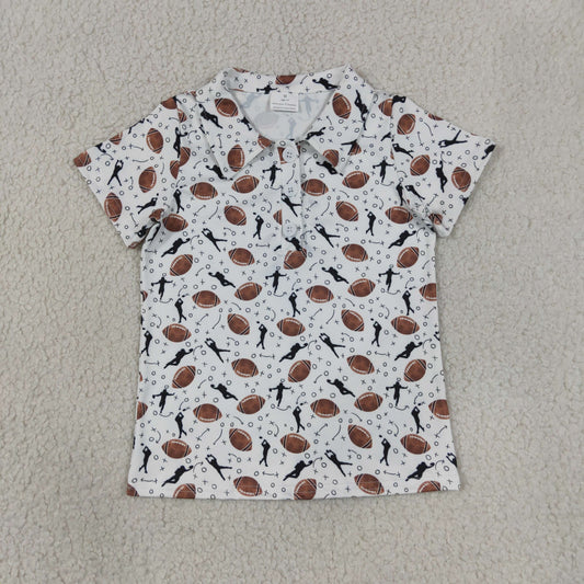 NEW RTS NO MOQ milk silk BT1324 Polos For Kids Boys Football Print Button Down Polo Tops Team Sports Shirts