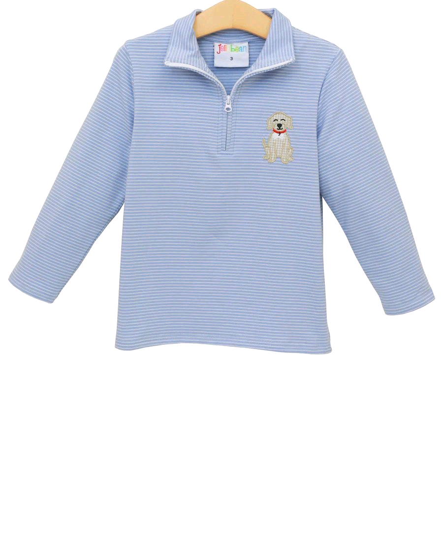 X819 BT1332 Puppy Zipper Blue Top