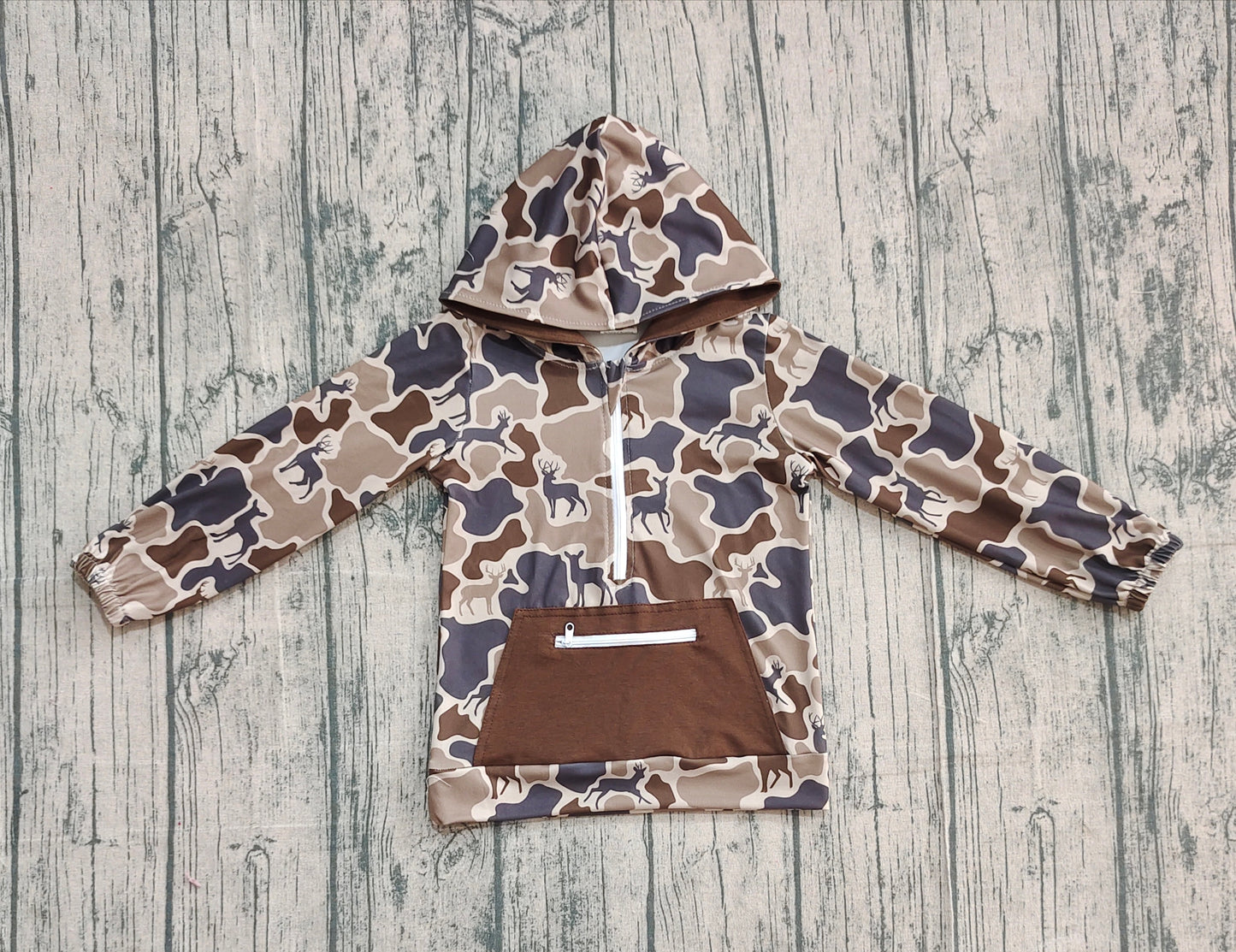 X905 BT1348 Duck Brown Camouflage Hooded Top