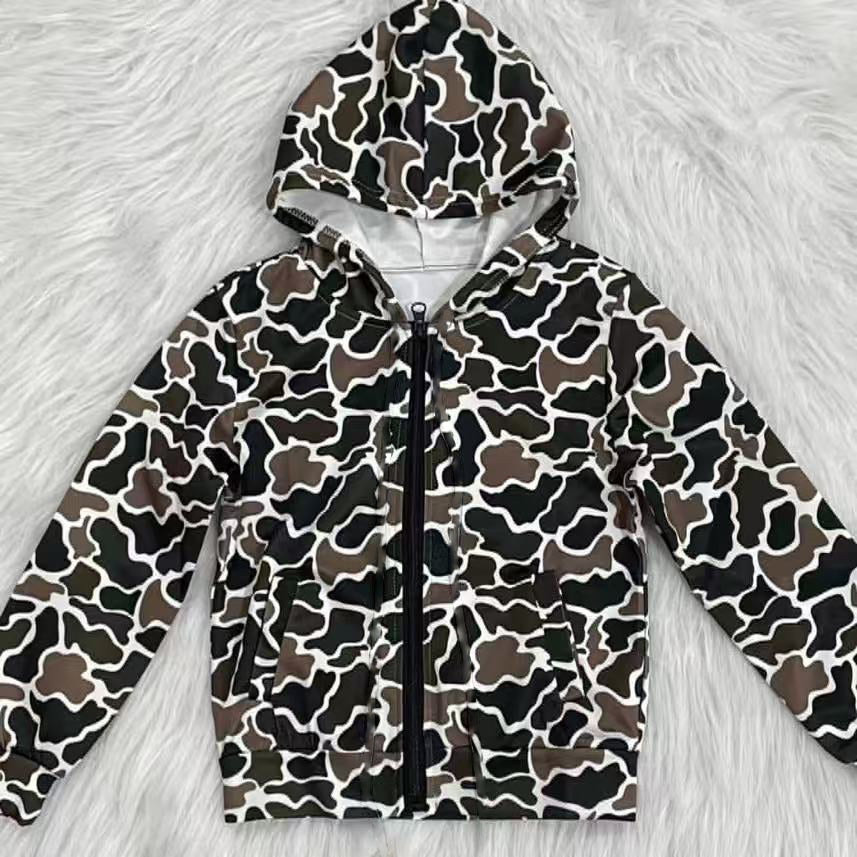 X924 BT1382 Camouflage Zipper Top