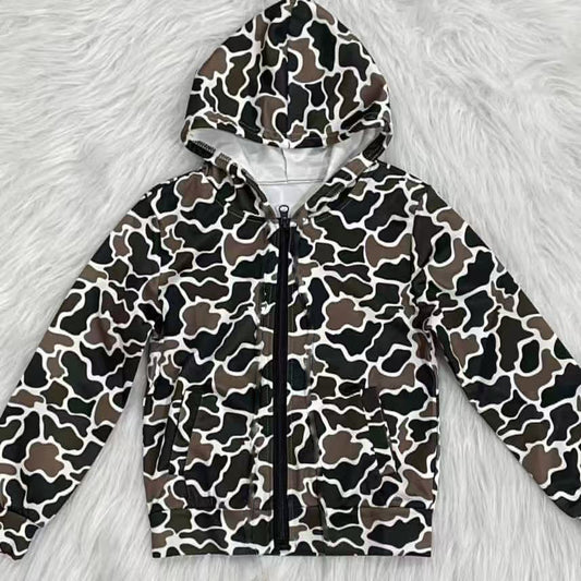 X924 BT1382 Camouflage Zipper Top