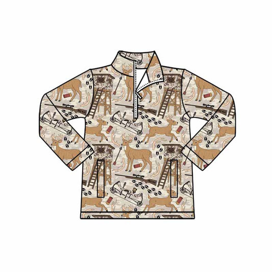 X10.28 BT1397 Zipper Cartoon Deer Top