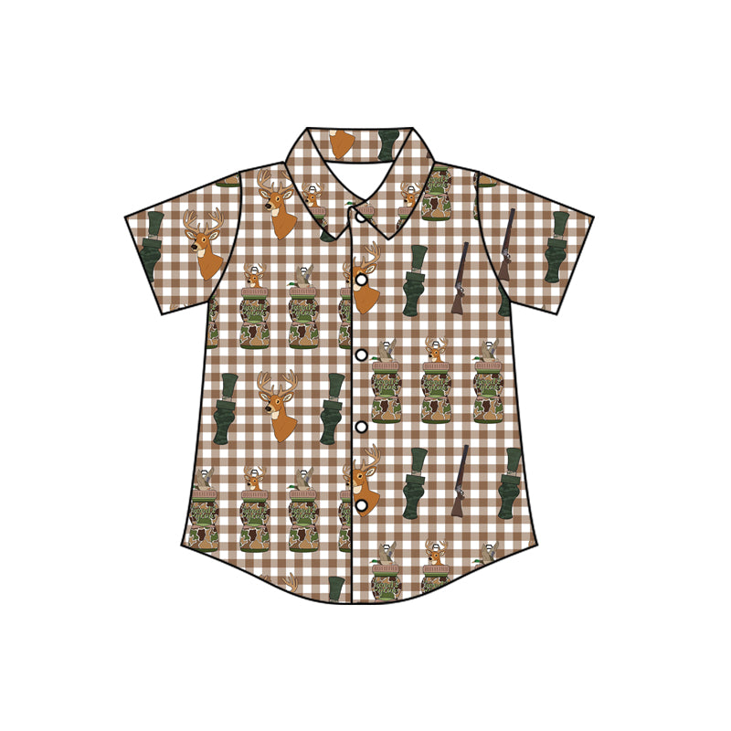X10.16 BT1412 Cartoon Camouflage Button Short-Sleeved Top