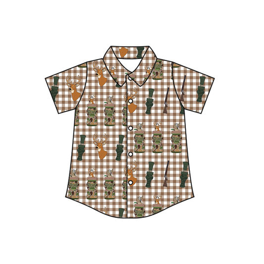 X10.16 BT1412 Cartoon Camouflage Button Short-Sleeved Top