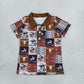 NEW RTS NO MOQ milk silk BT1670 Baby Boys Short Sleeve Horse Rodeo Cows Western Polo Button Shirts Top