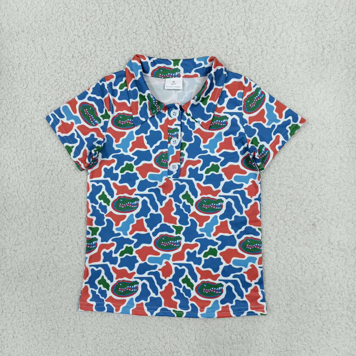 NEW RTS NO MOQ milk silk BT1695 Baby Boys Short Sleeve Camo Team Button Polo Shirts Top