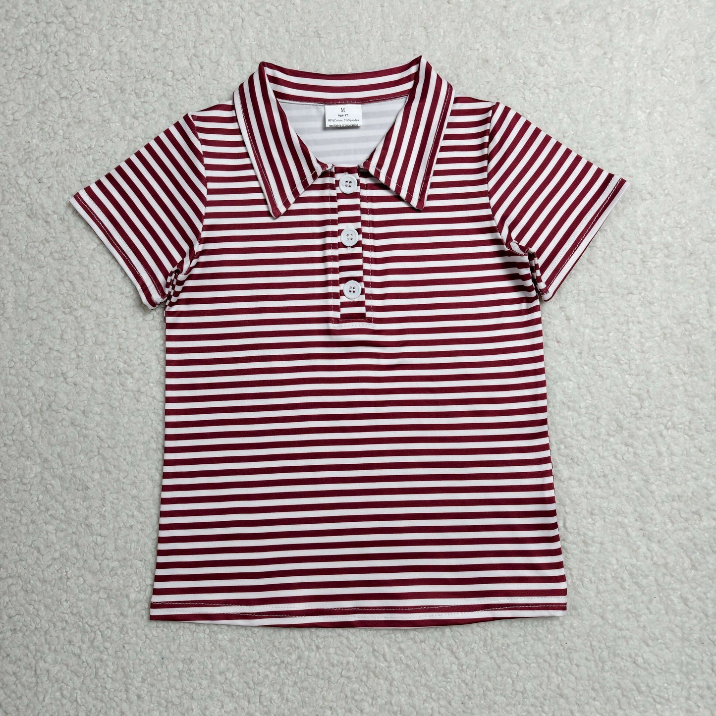 RTS NO MOQ milk silk BT1833 Baby Boys Short Sleeve Red Stripe Button Polo Shirts Top
