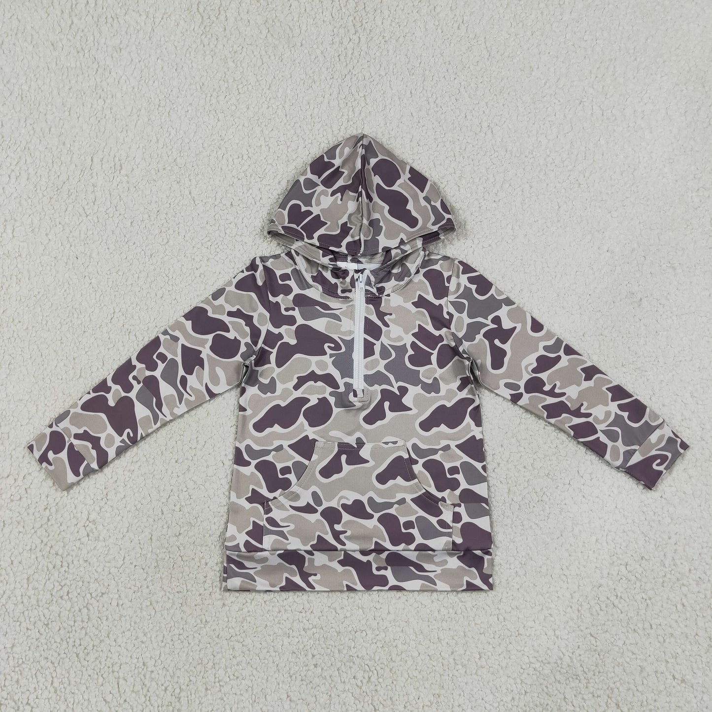 NEW RTS NO MOQ milk silk BT1848 Baby Boys Camouflage Long Sleeve Zip Hoodie Pocket Daily Tops