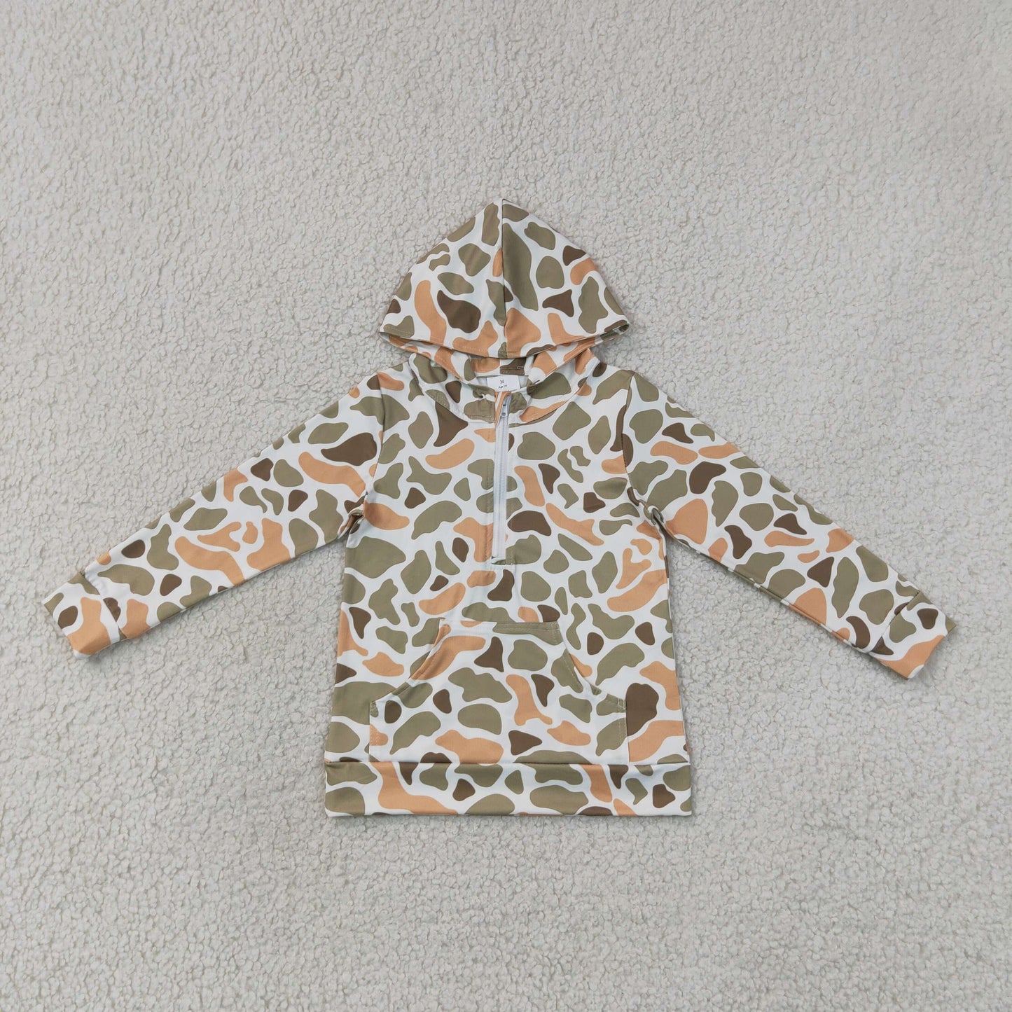 NEW RTS NO MOQ milk silk BT1853 Baby Boys Camo Hunting Zip Up Hoodie Pocket Long Sleeve Tops