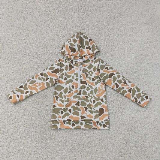 NEW RTS NO MOQ milk silk BT1853 Baby Boys Camo Hunting Zip Up Hoodie Pocket Long Sleeve Tops