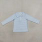 NEW RTS NO MOQ milk silk BT1878 Baby Boys Long Sleeve Light Blue Stripe Zip Pullovers Top