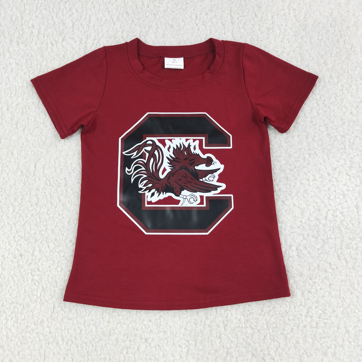 RTS NO MOQ Vinyl BT1887 Red Short Sleeve Vinyl Team T-shirts Top